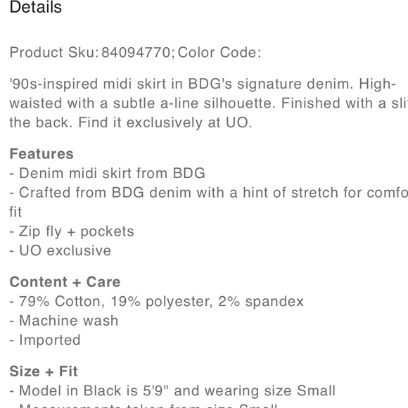 Urban Outfitters BDG Theo Denim A-Line Midi Maxi Skirt Dark Women’s Medium - Picture 4 of 14